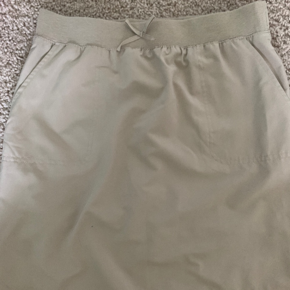 Stretchy khaki colored skort